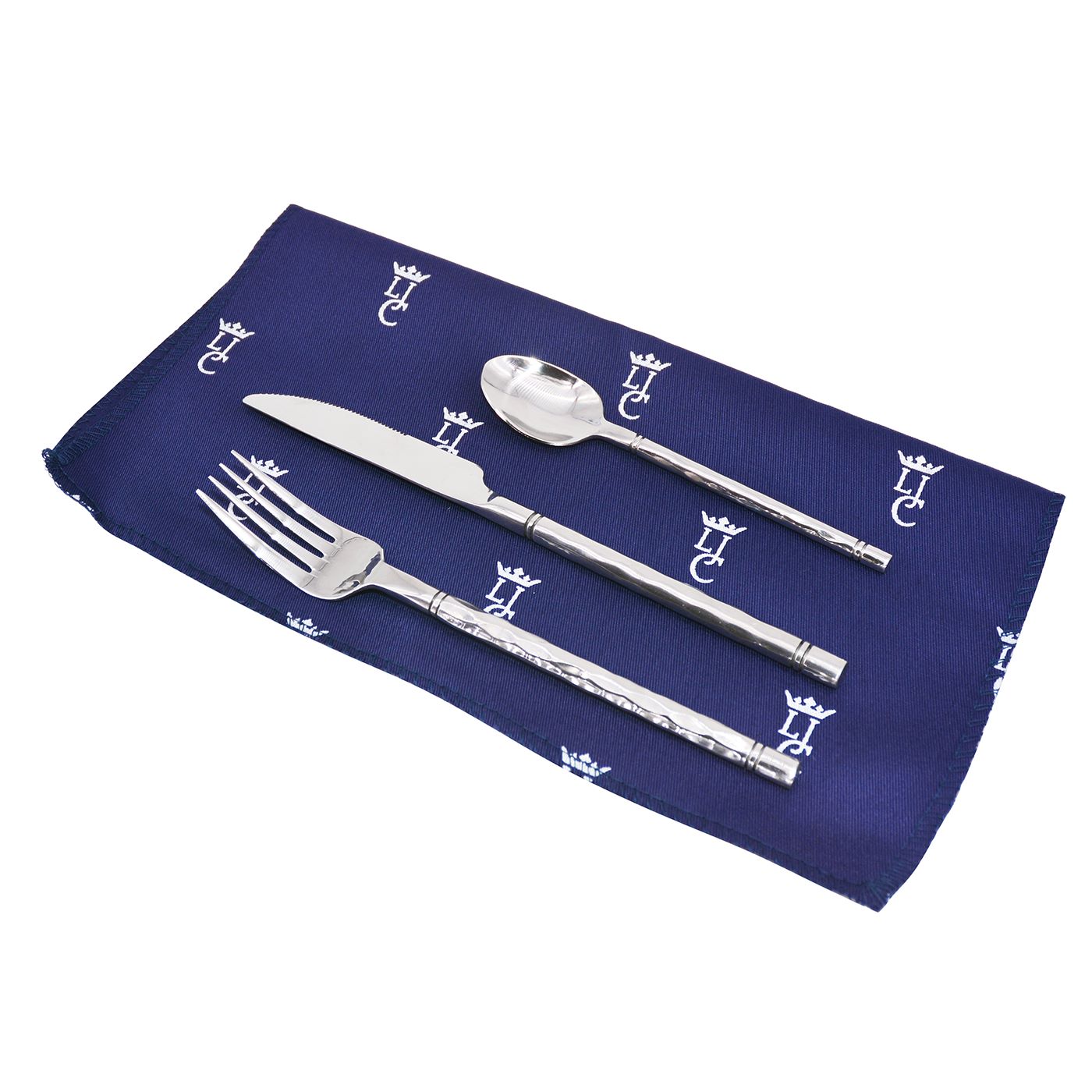Panier pique-nique en cuir tissu bleu - 4 personnes