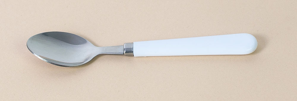 Cuillère fine, manche blanc en mélamine