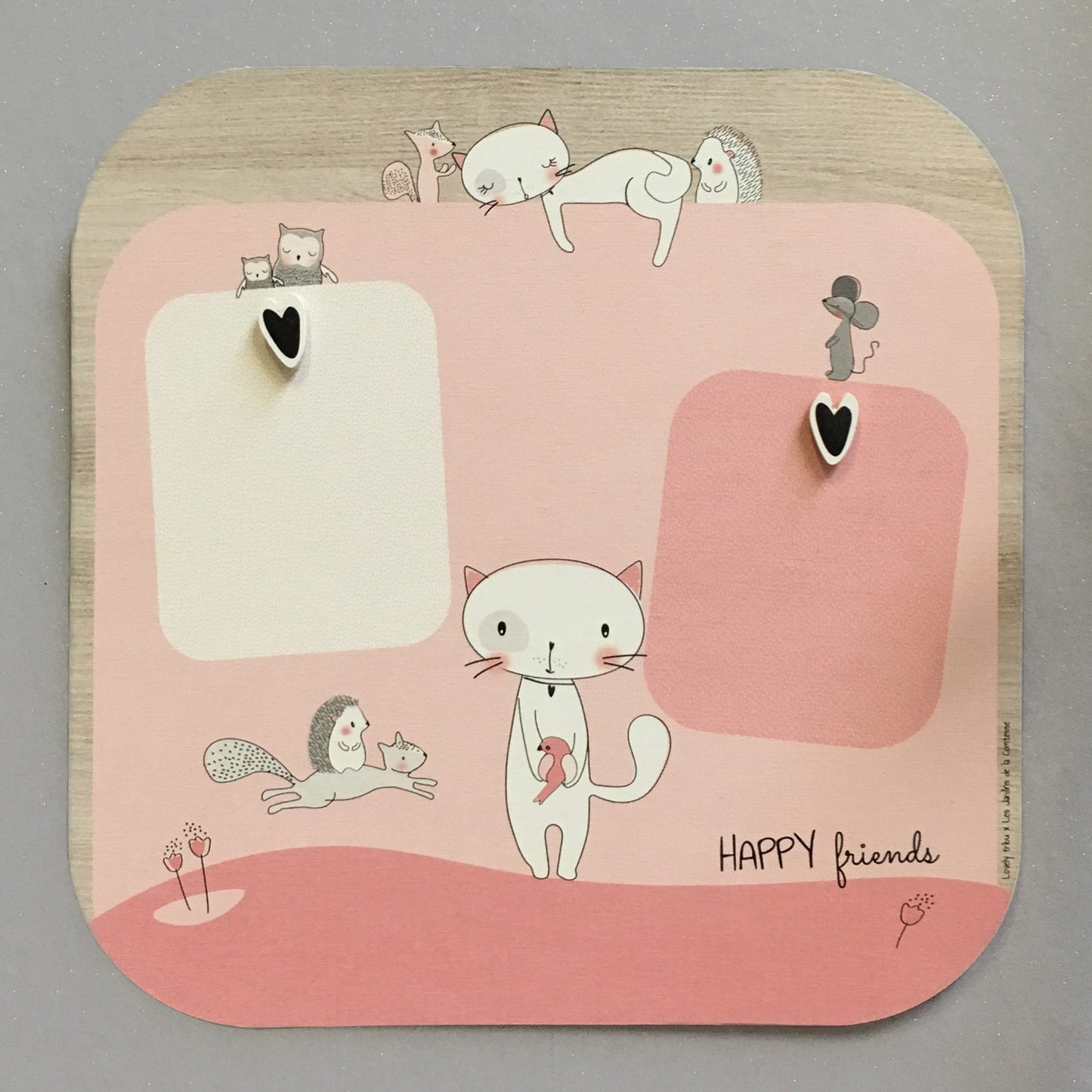Grand Pêle-Mêle tableau photo enfant avec magnets en bois - Cadeau bébé / enfant
