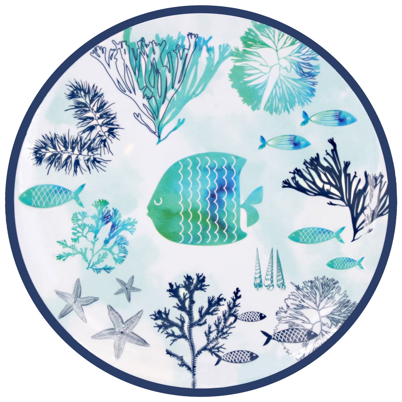 Grande assiette plate en mélamine mer - Ø 26,5 cm