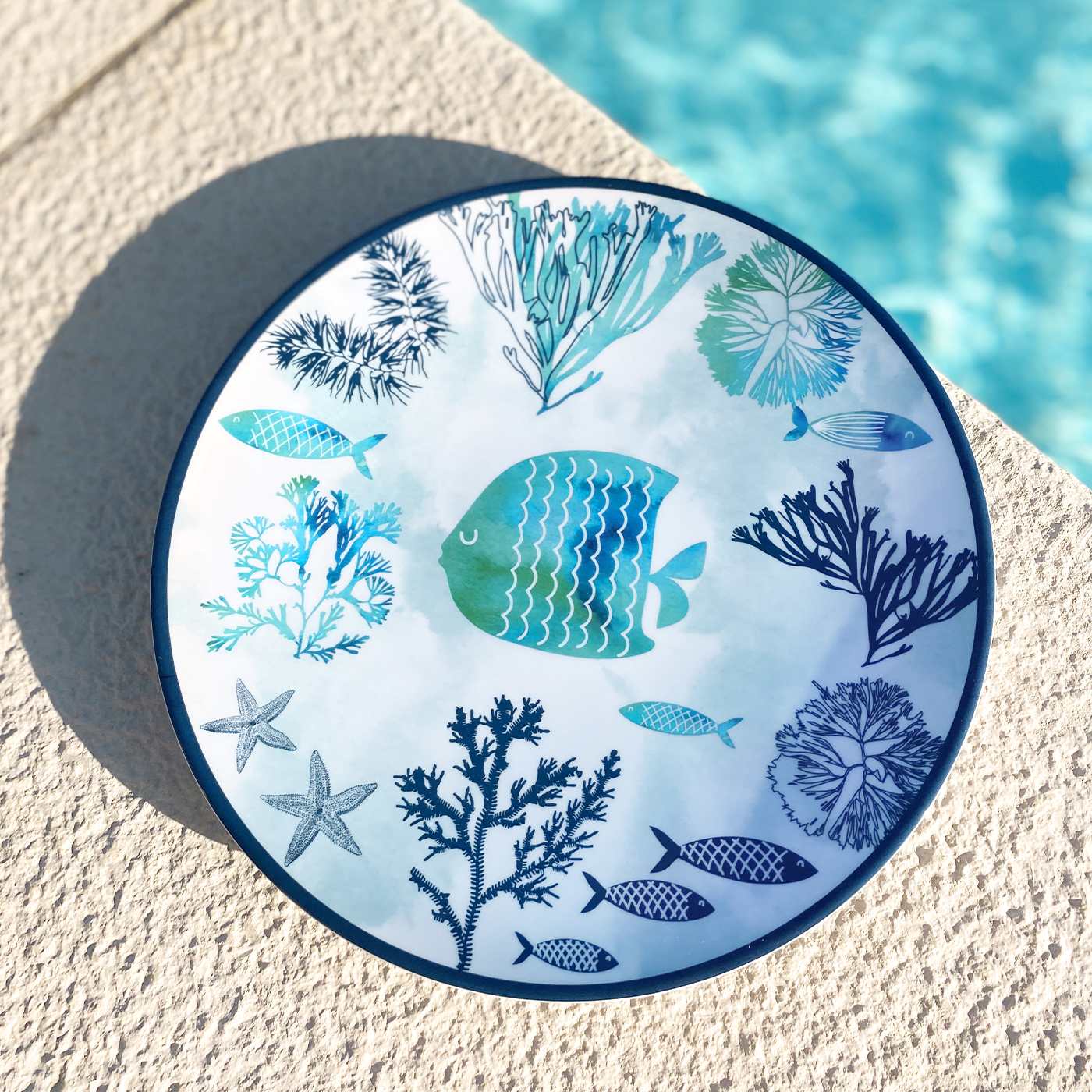 Grande assiette plate en mélamine mer - Ø 26,5 cm