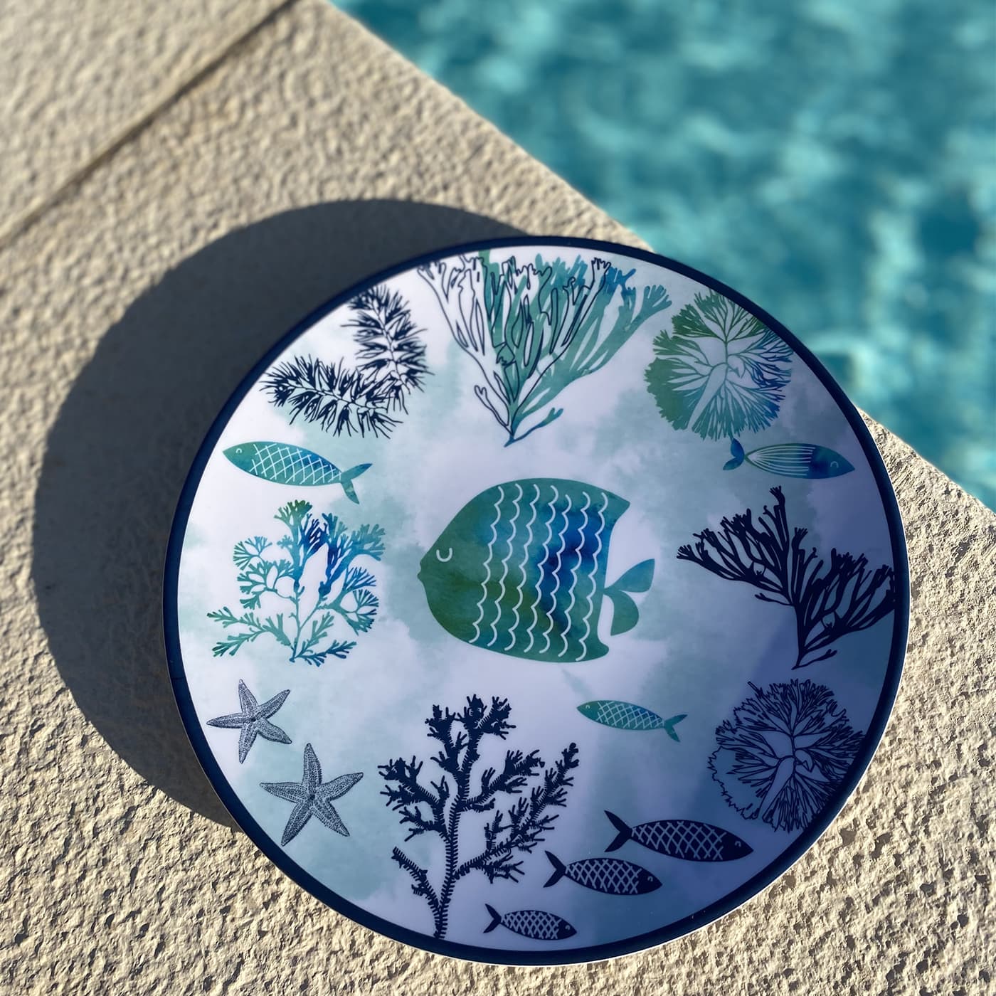 Grande assiette plate en mélamine mer - Ø 26,5 cm