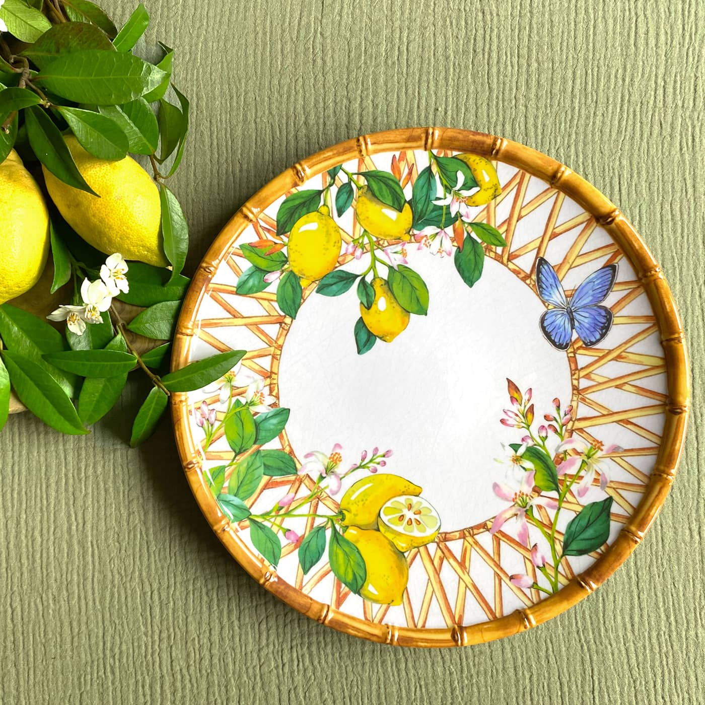 Grande assiette plate en mélamine citron - Ø 28 cm