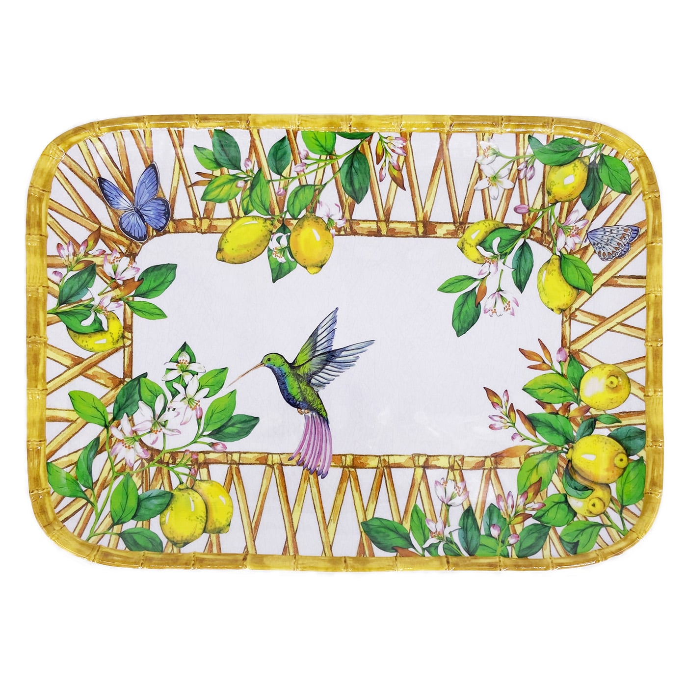 Plateau de présentation rectangulaire en mélamine citron - 45 x 32 cm
