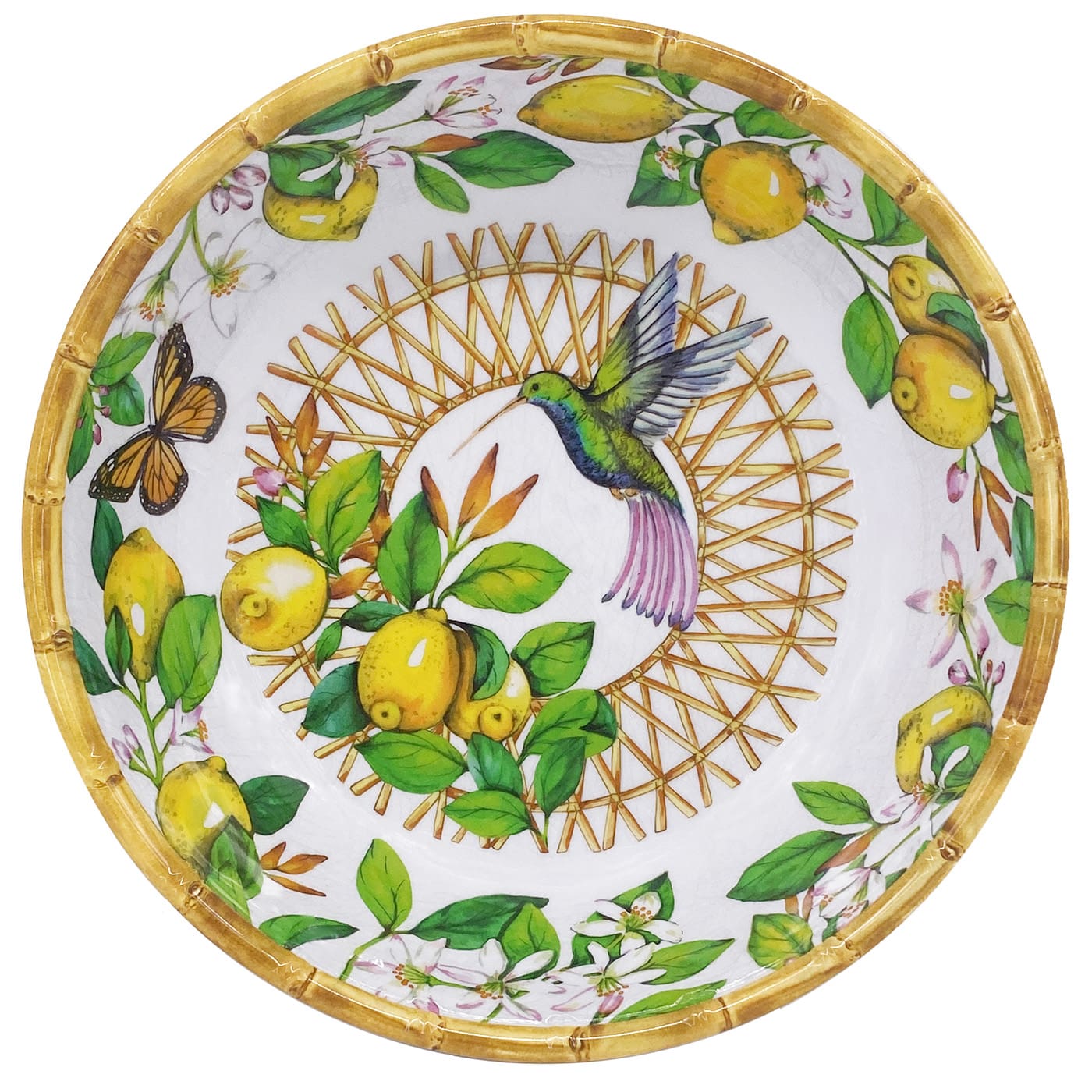 Grande assiette creuse en mélamine citron - 23 cm