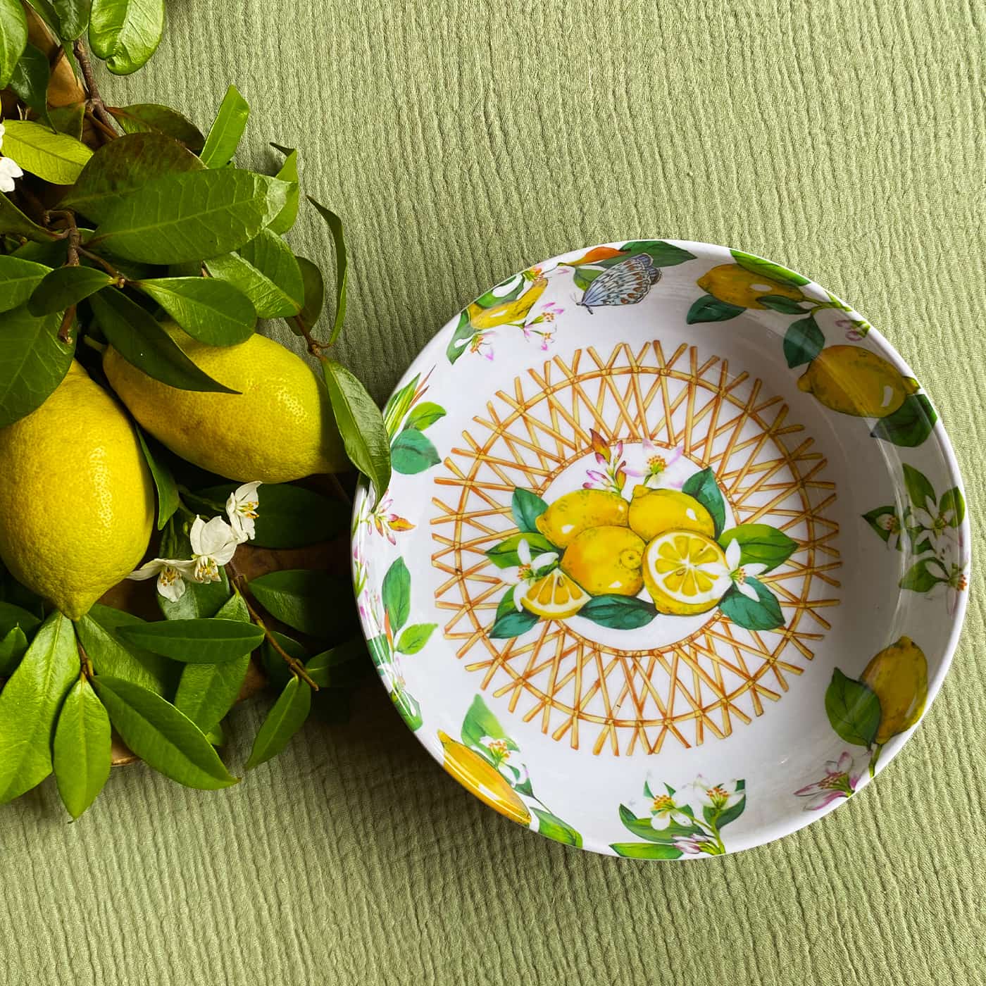 Assiette creuse en mélamine citron - Ø 20 cm