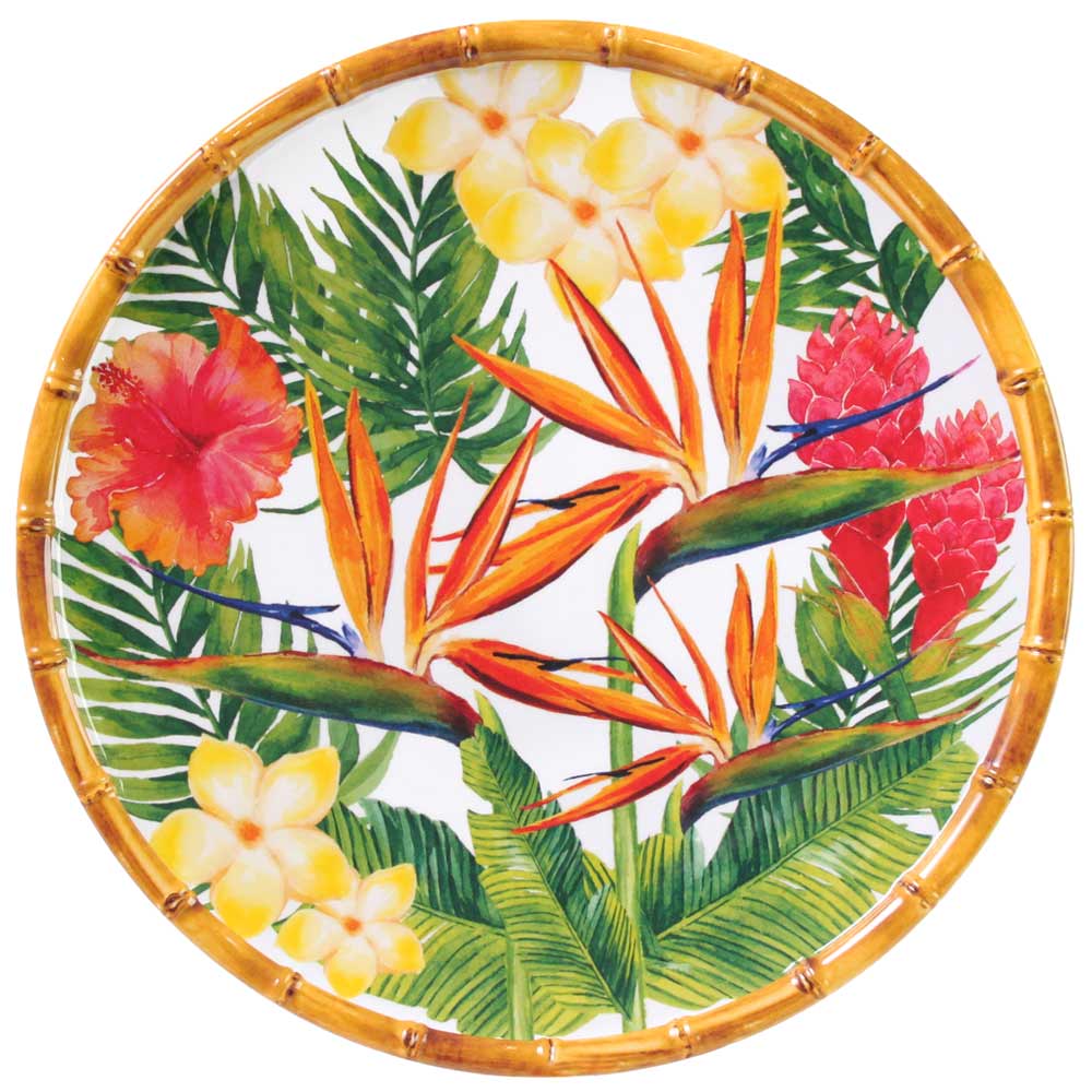 Grande assiette plate en mélamine fleurs - 28 cm