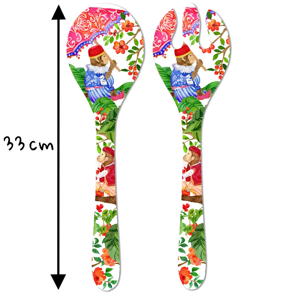 Couverts à salade en mélamine singes - 33 cm