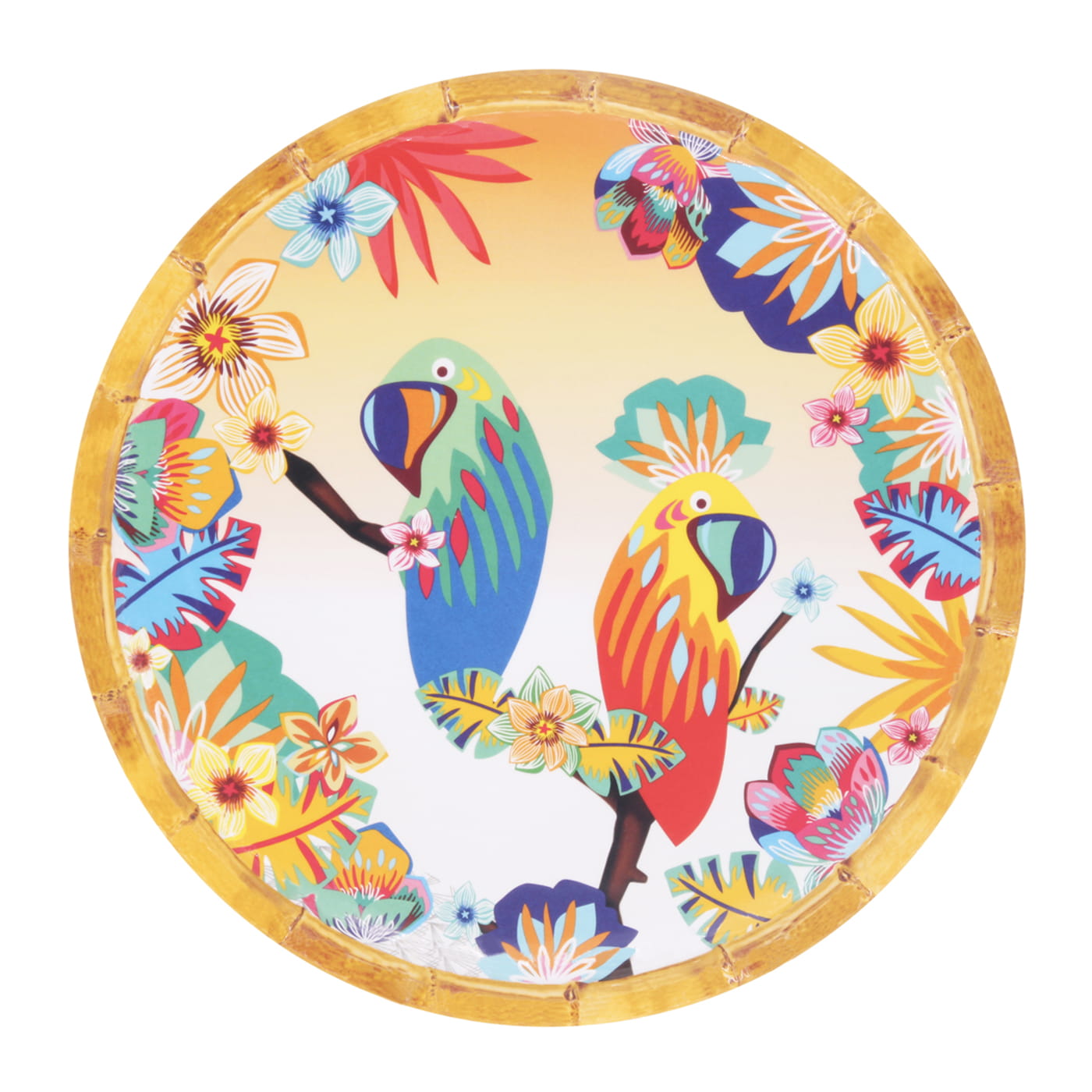 Petite assiette plate à dessert en mélamine perroquets - Ø 23 cm