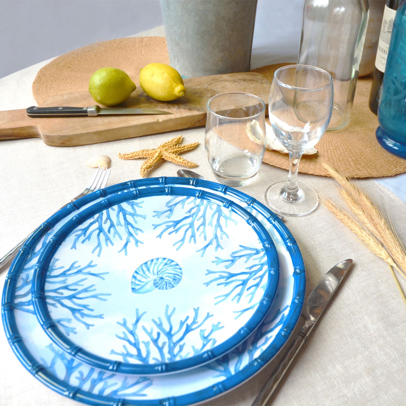 Grande assiette plate en mélamine corail - Ø 28 cm