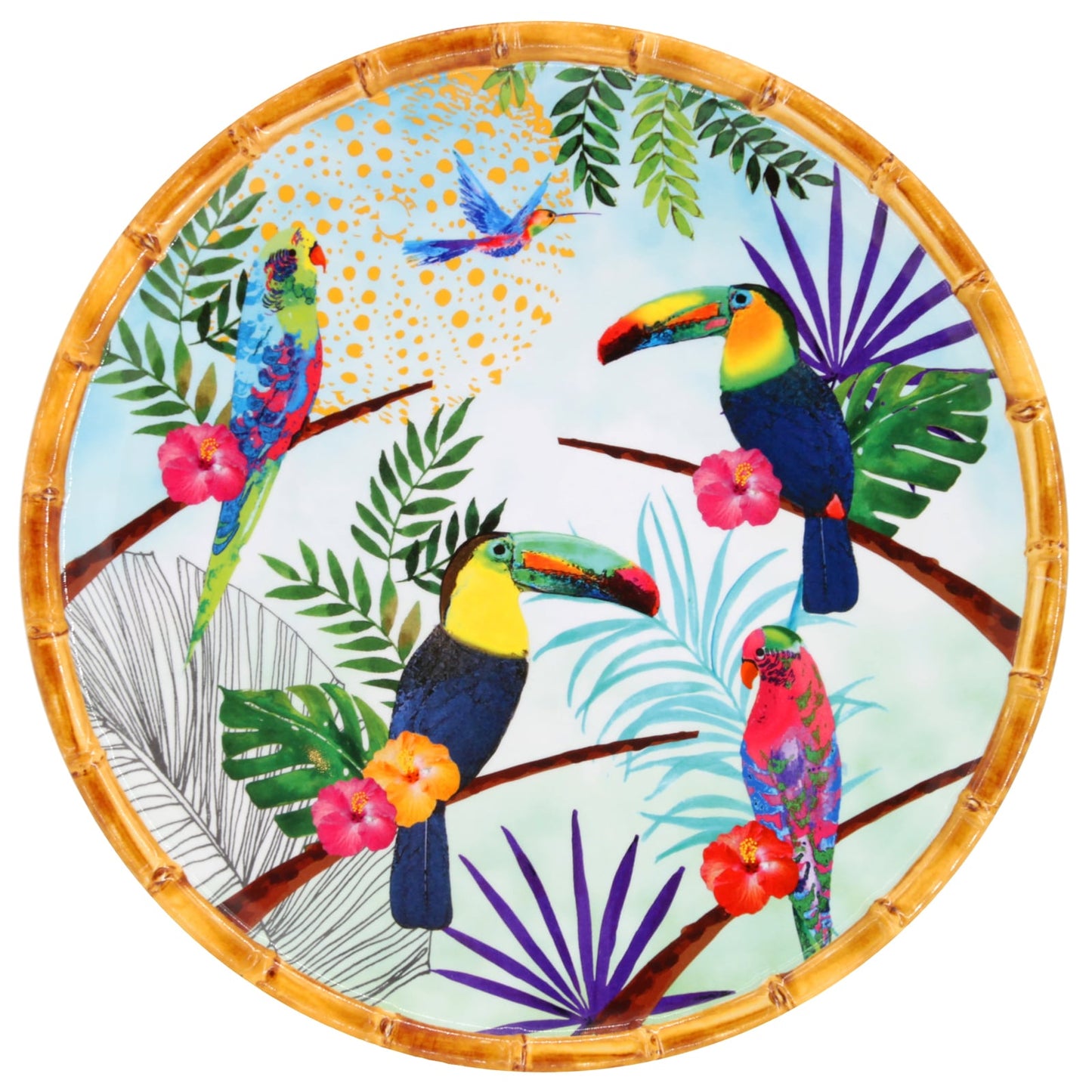 Grande assiette plate en mélamine toucans - Ø 28 cm