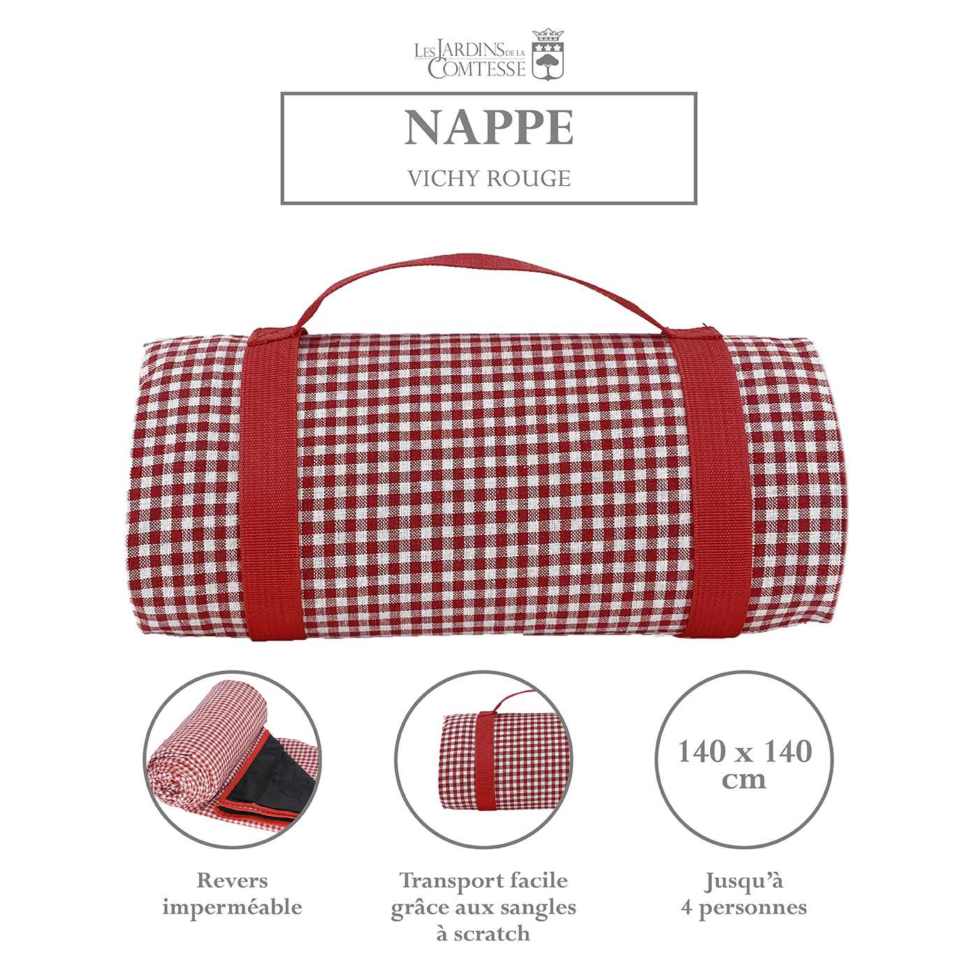 Nappe pique-nique vichy rouge