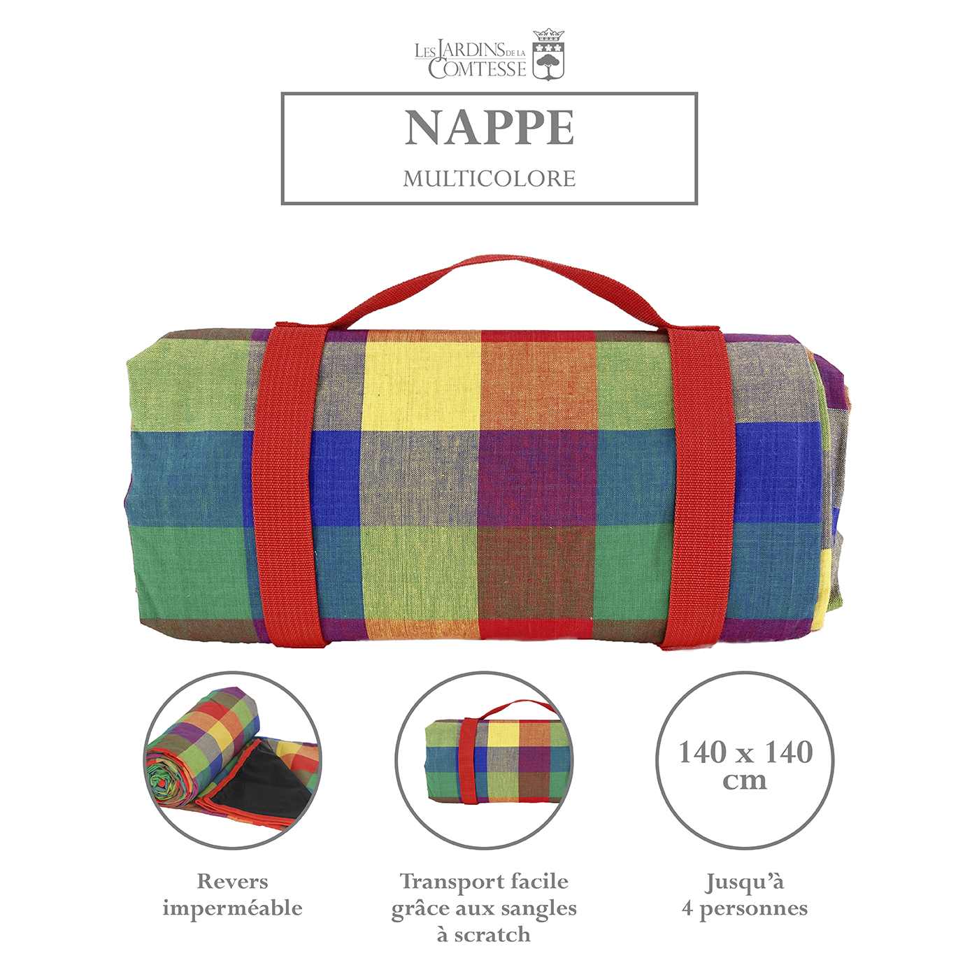 Nappe pique-nique carreaux multicolore