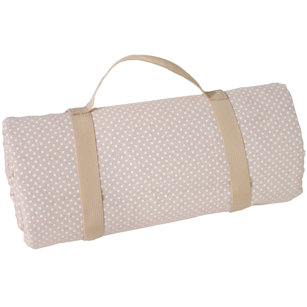 Nappe picnic imperméable beige à pois blancs XL
