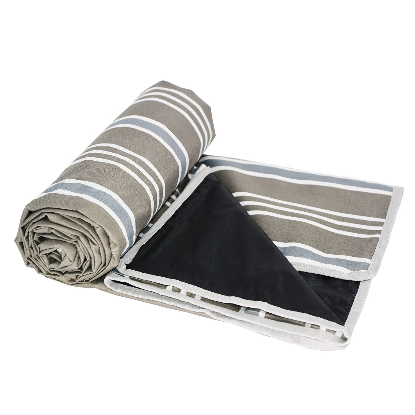 Nappe pique-nique grise à rayures blanches XL