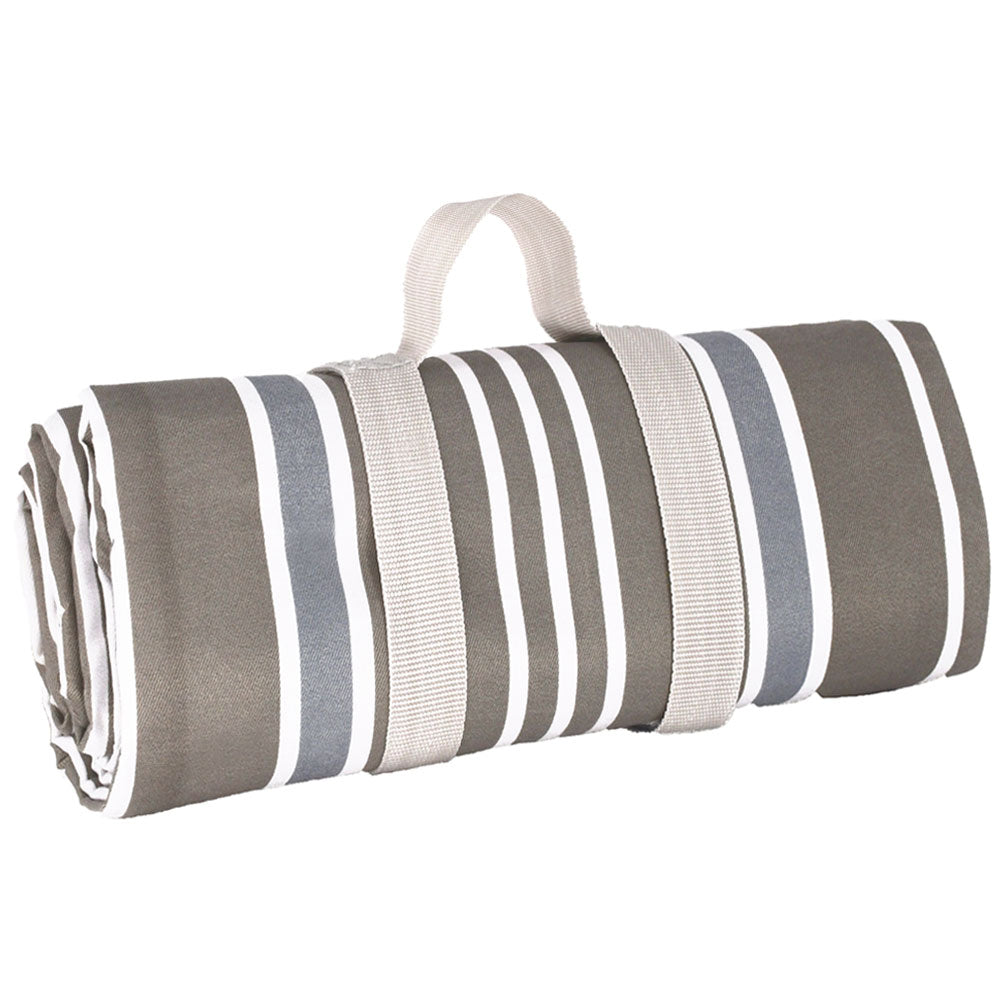 Nappe pique-nique grise à rayures blanches XL