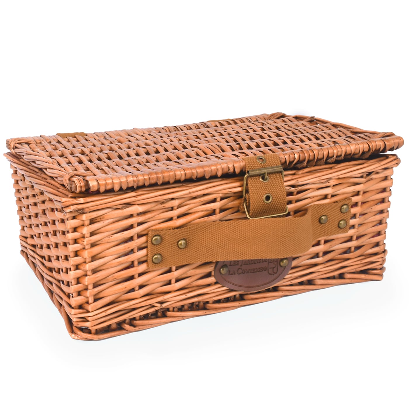 Panier pique-nique en osier tissu vichy rouge - 1 personne