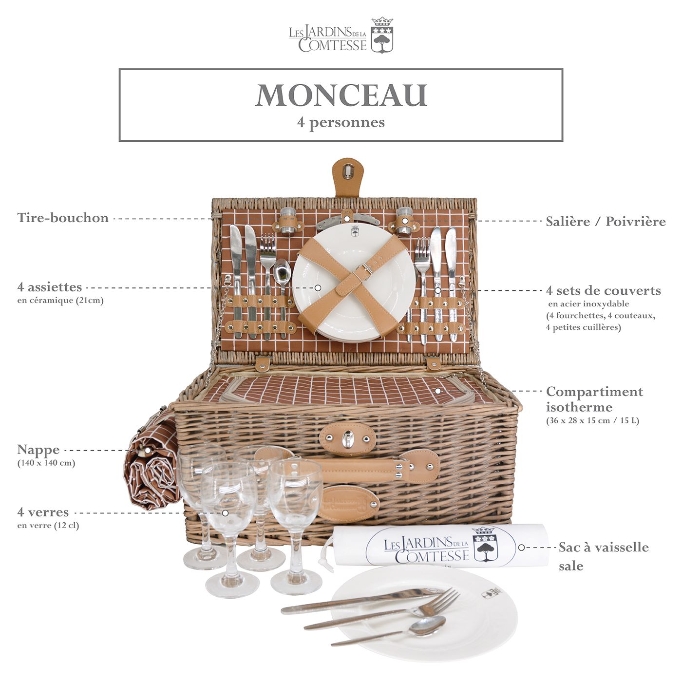 Panier pique-nique Monceau - 4 personnes