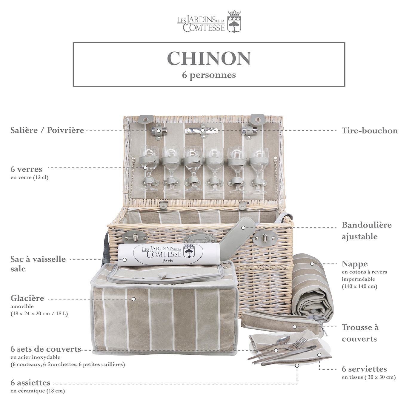 Panier pique-nique Chinon - 6 personnes