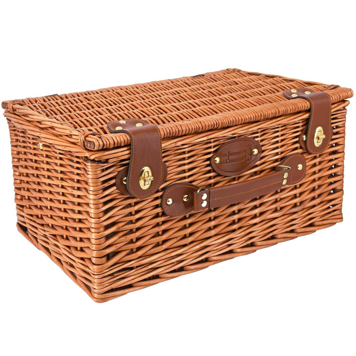 Panier pique-nique en osier Marly bleu - 4 personnes