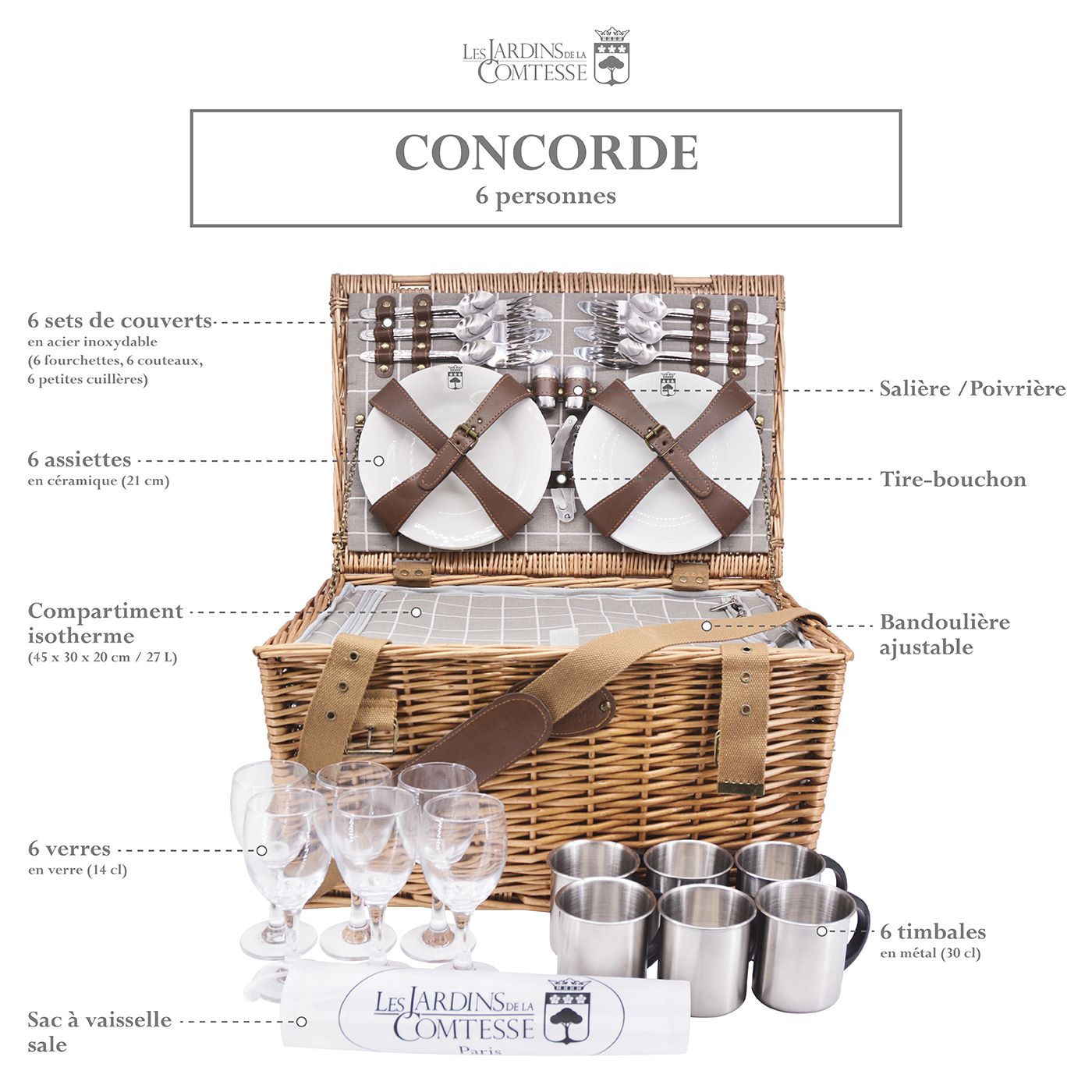 Panier pique-nique Concorde - 6 personnes - CBA