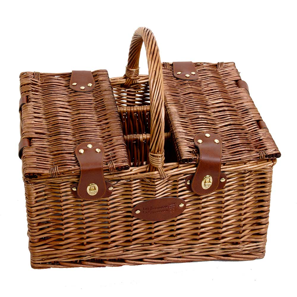 Panier pique-nique en osier - Vichy rouge - 4 personnes