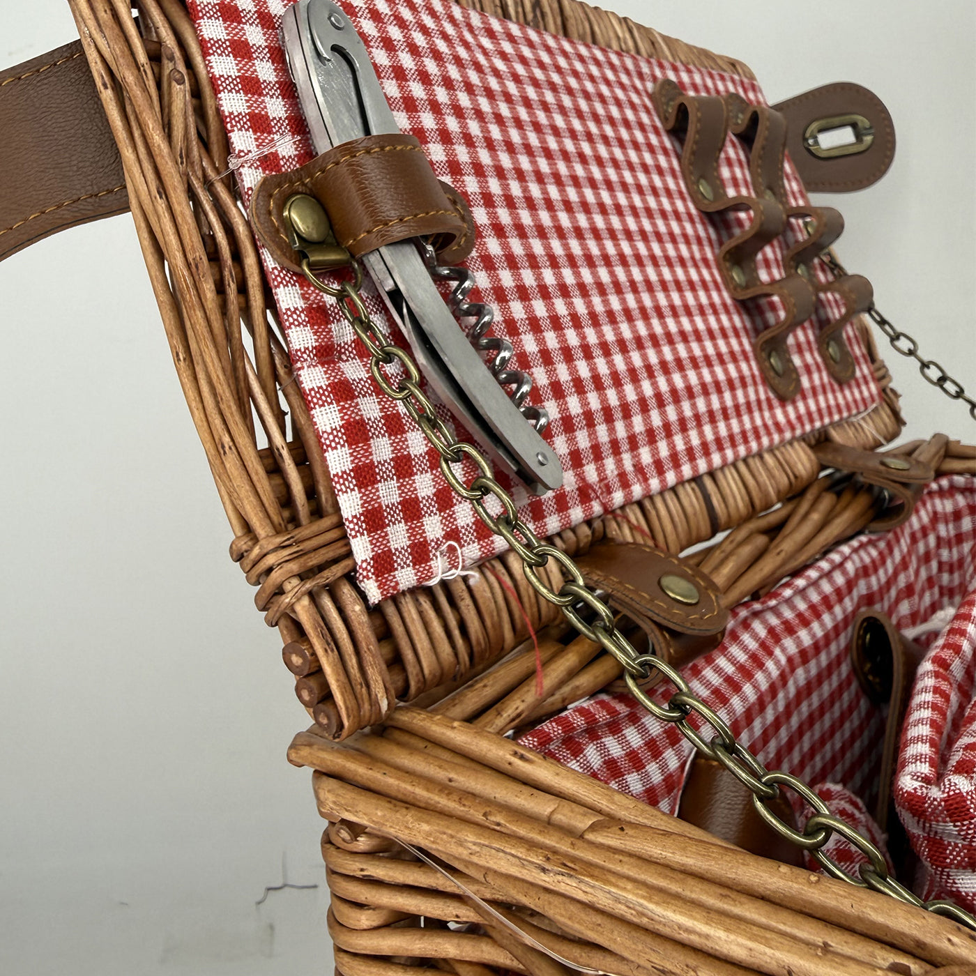 Panier pique-nique en osier - Vichy rouge - 4 personnes - CBA-08/10