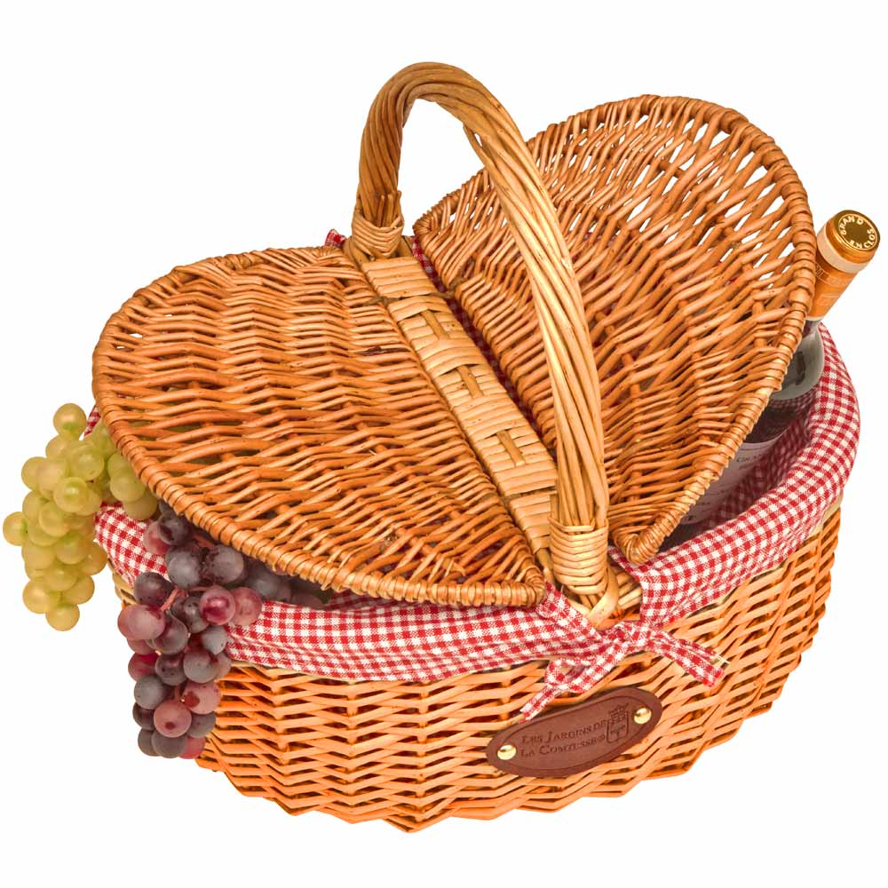 Panier en osier tissu vichy rouge