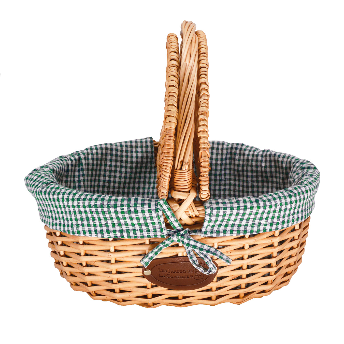 Panier en osier tissu vichy vert
