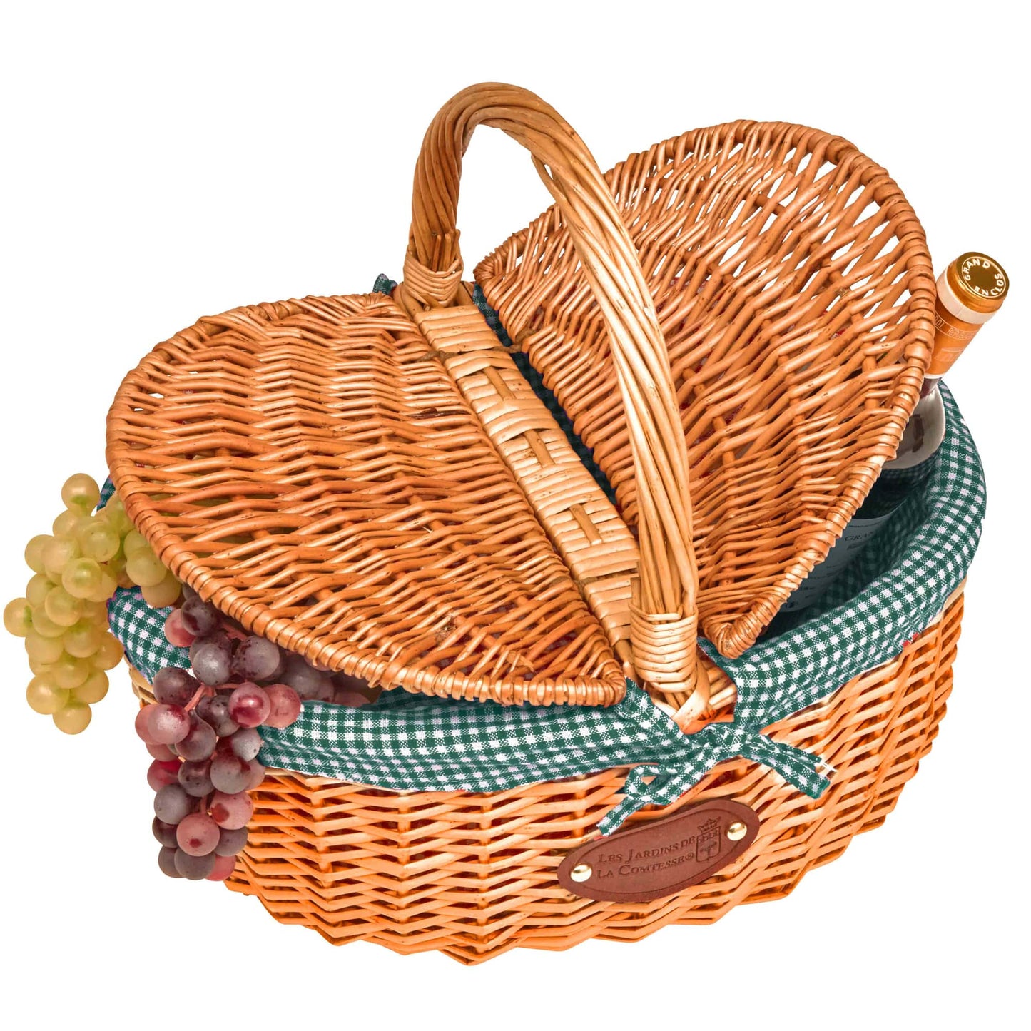 Panier en osier tissu vichy vert