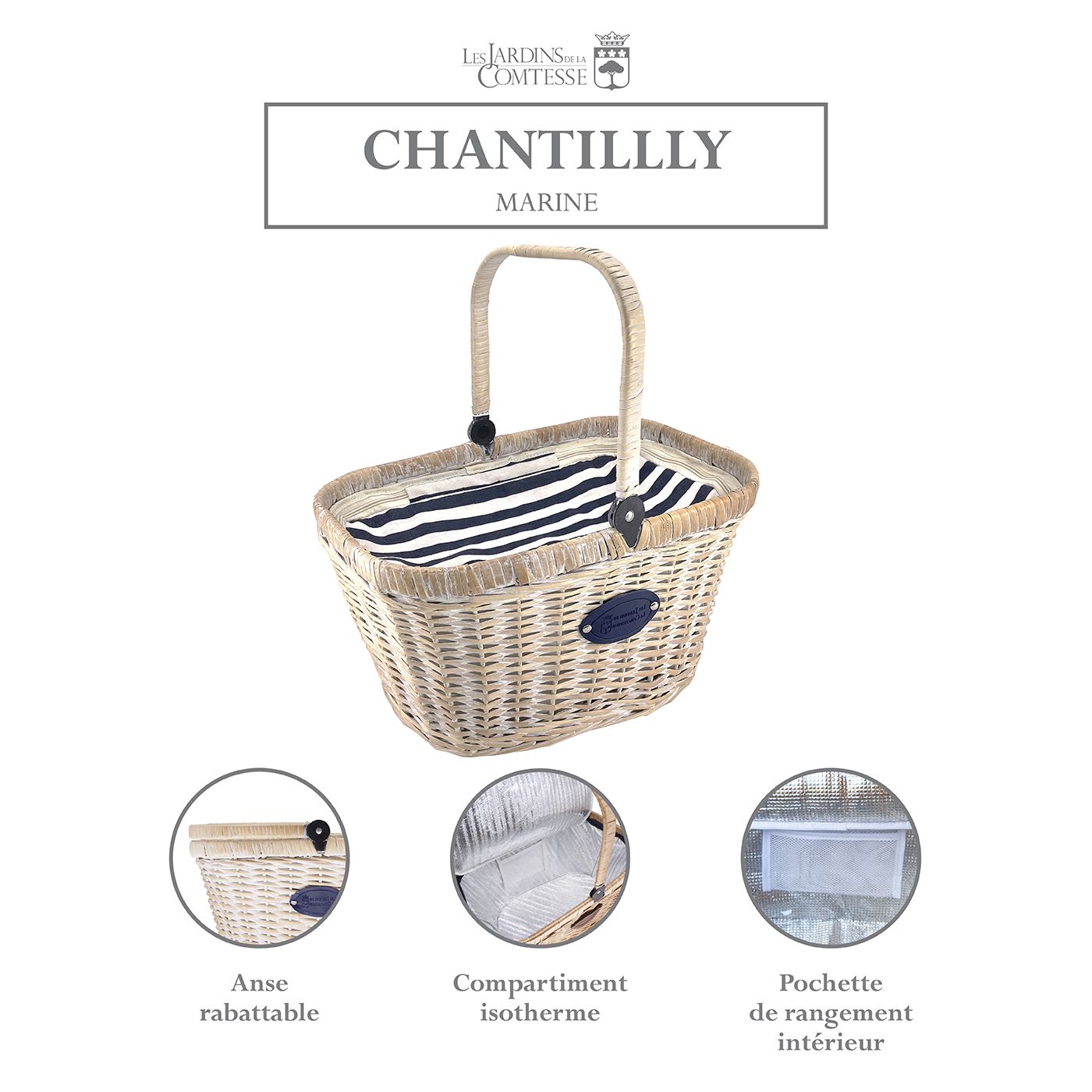 Panier isotherme en osier blanchi Marine