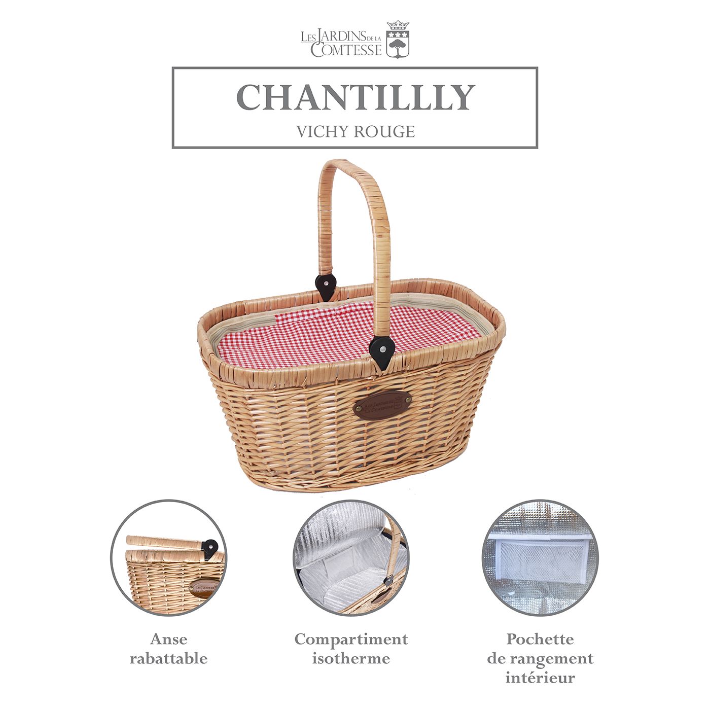 Panier isotherme vichy rouge