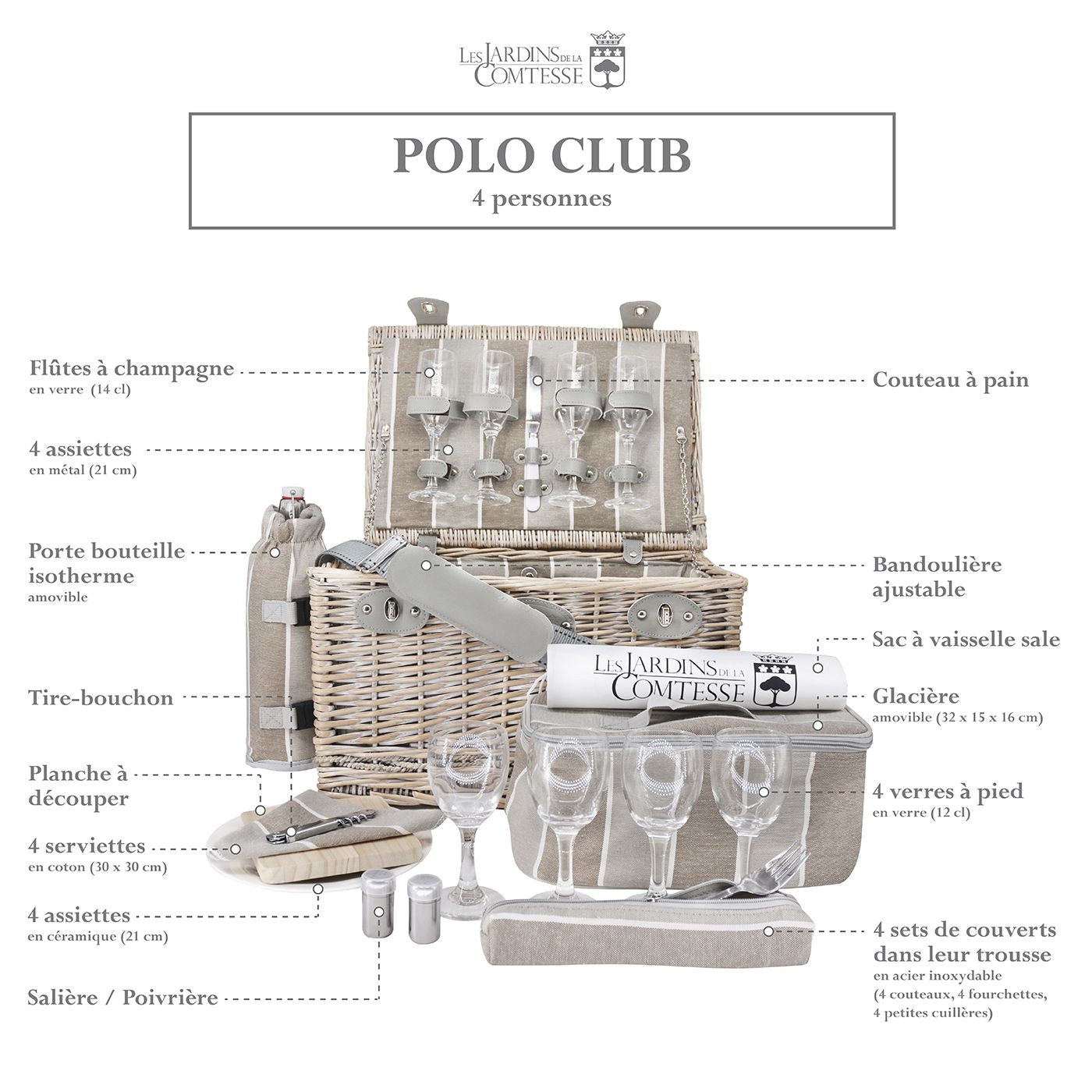 Panier pique-nique Polo-Club - 4 personnes