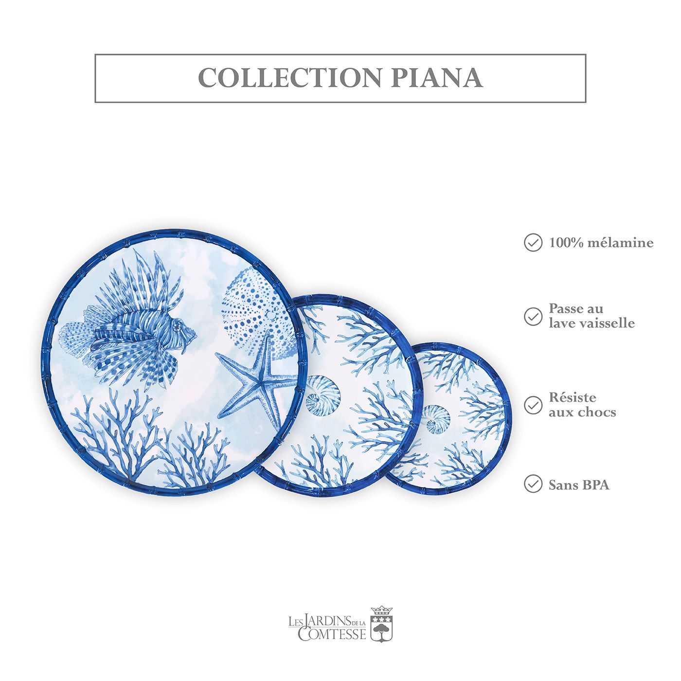Plat de service rond en mélamine corail - Ø 35,5 cm