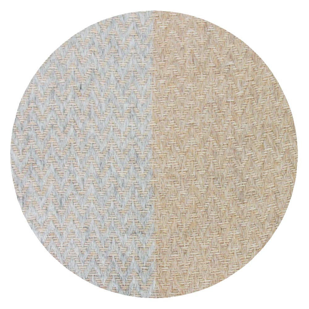 Plaid cachemire et laine à bandes Gris Argenté / Camel - Petits chevrons - 130 x 230 cm