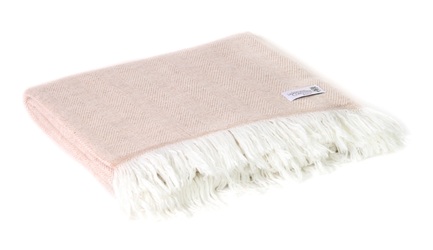 Plaid cachemire et laine Camel - Grands chevrons - 130 x 230 cm