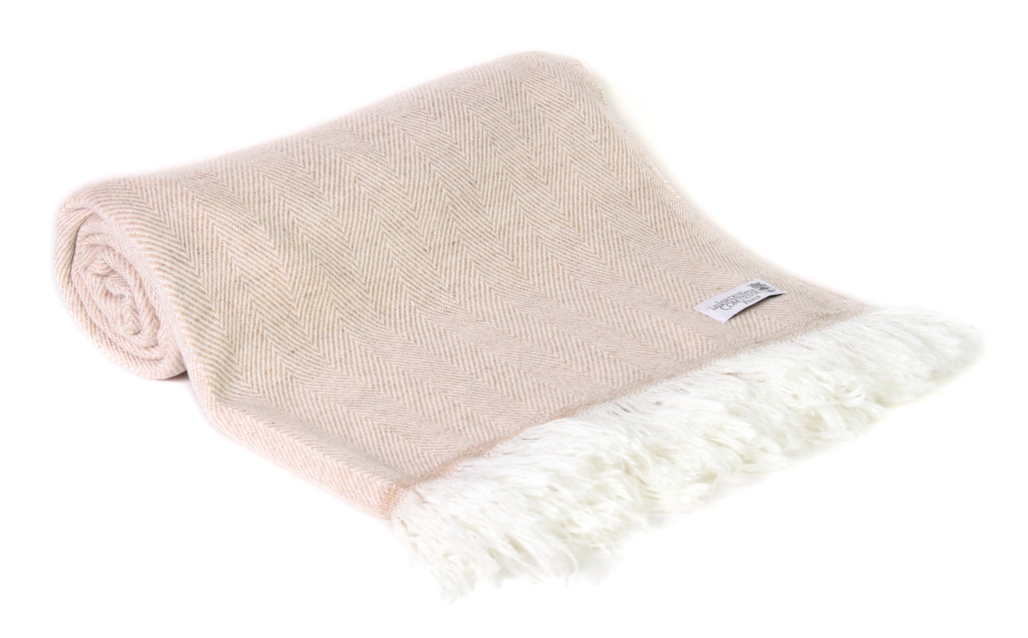 Plaid cachemire et laine Camel - Grands chevrons - 130 x 230 cm
