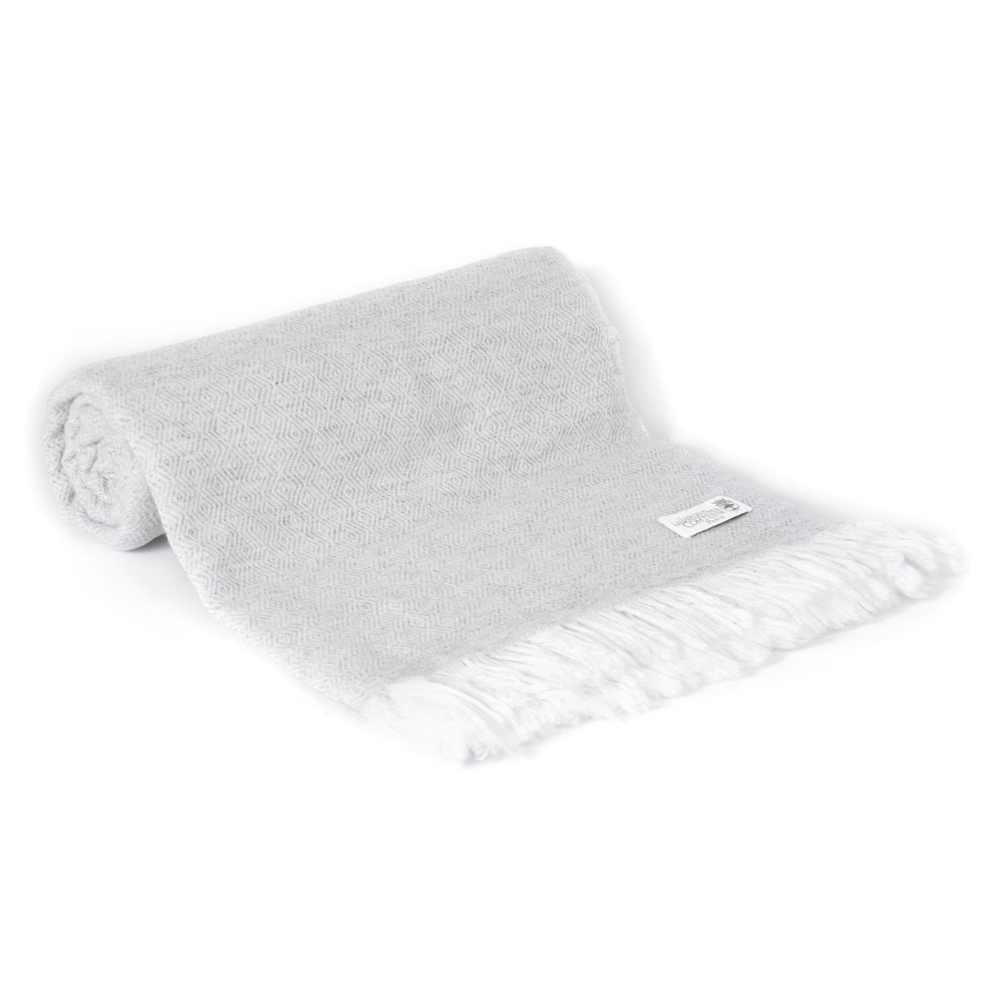 Plaid cachemire et laine Gris Argenté - Motif diamant - 130 x 230 cm