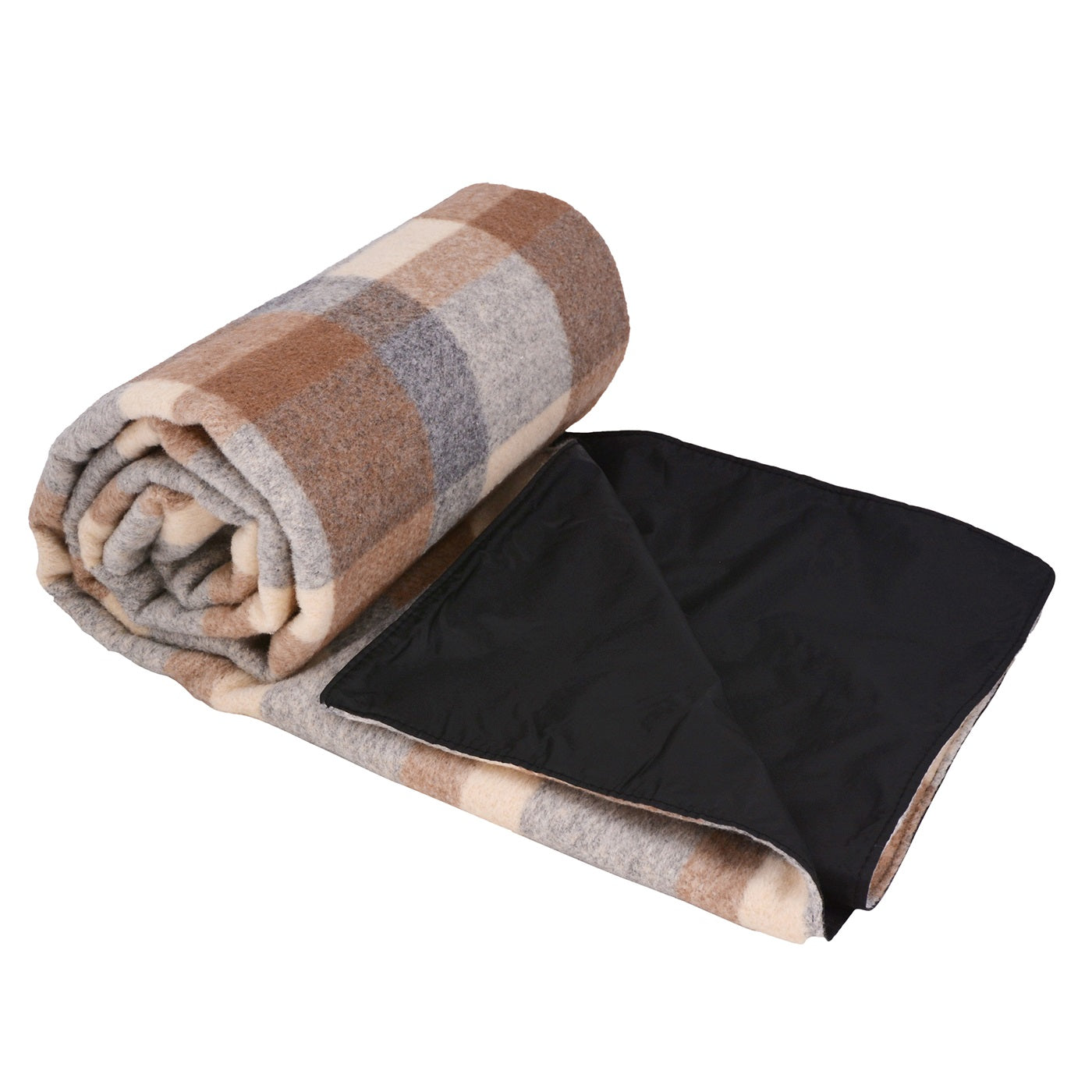 Couverture pique-nique imperméable tartan écossais marron