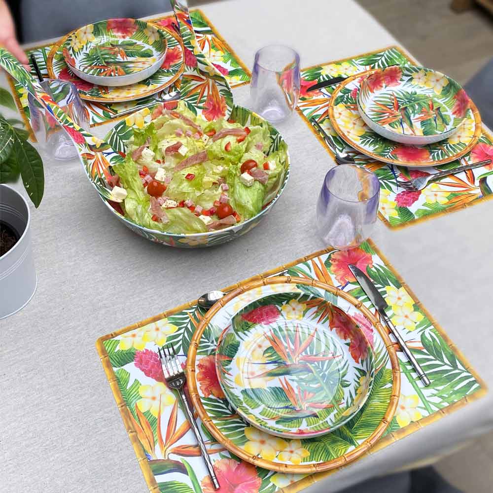 Assiette creuse en mélamine fleurs - 20 cm