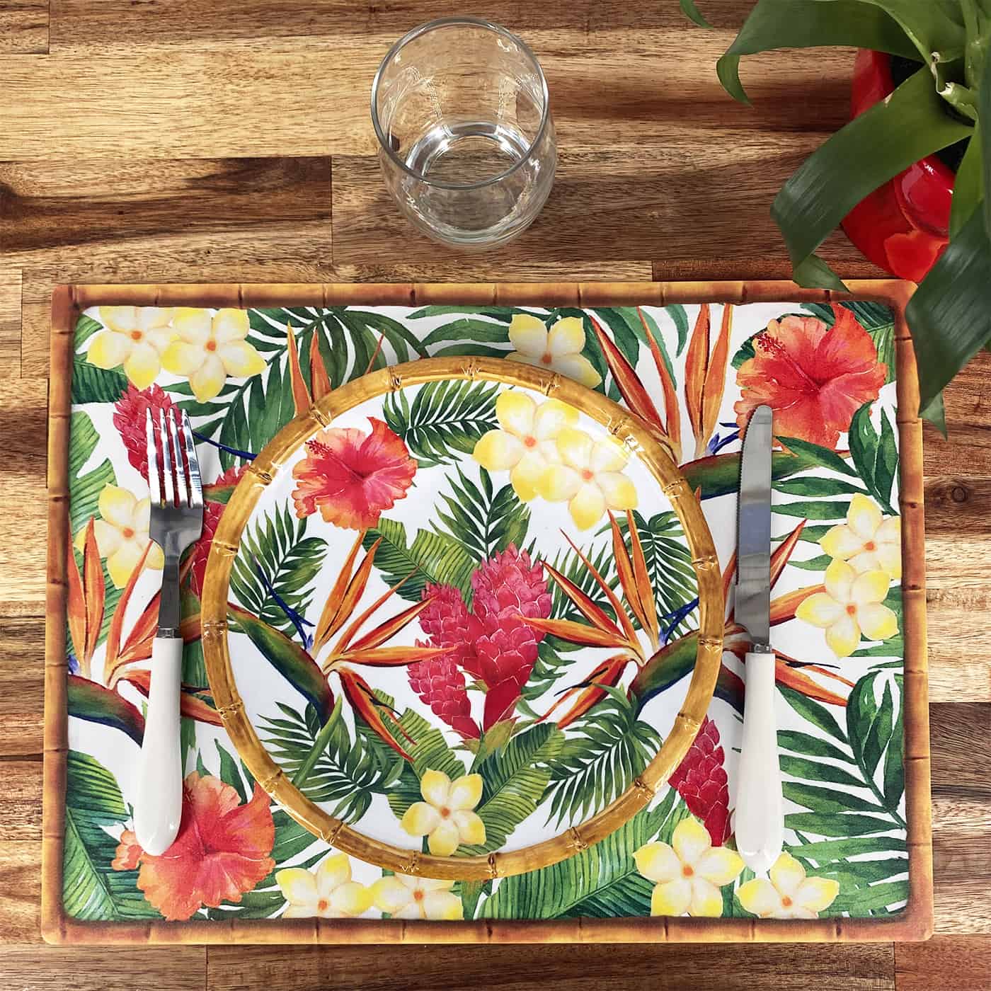 Set de table rectangulaire (40 x 30 cm) fleurs - Lot de 6