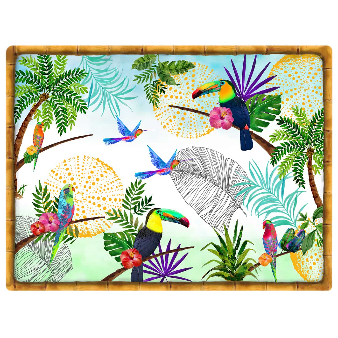 Set de table rectangulaire (40 x 30 cm) toucans - Lot de 6