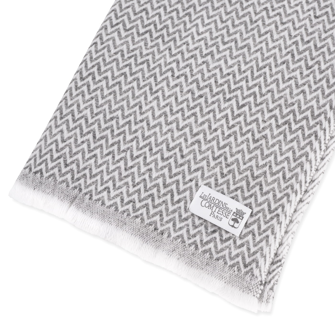 Echarpe cachemire et laine Homme & Femme 70 x 210 cm - Gris Souris petits chevrons