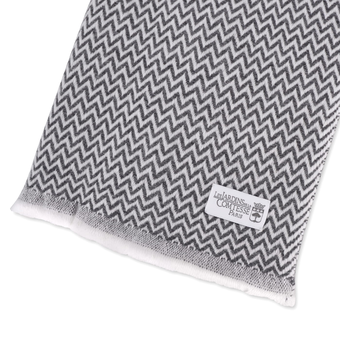 Echarpe cachemire et laine Homme & Femme 70 x 210 cm - Gris Anthracite petits chevrons