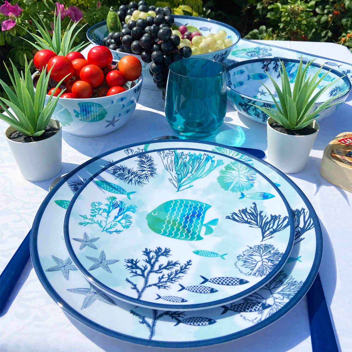 Grande assiette plate en mélamine mer - Ø 26,5 cm