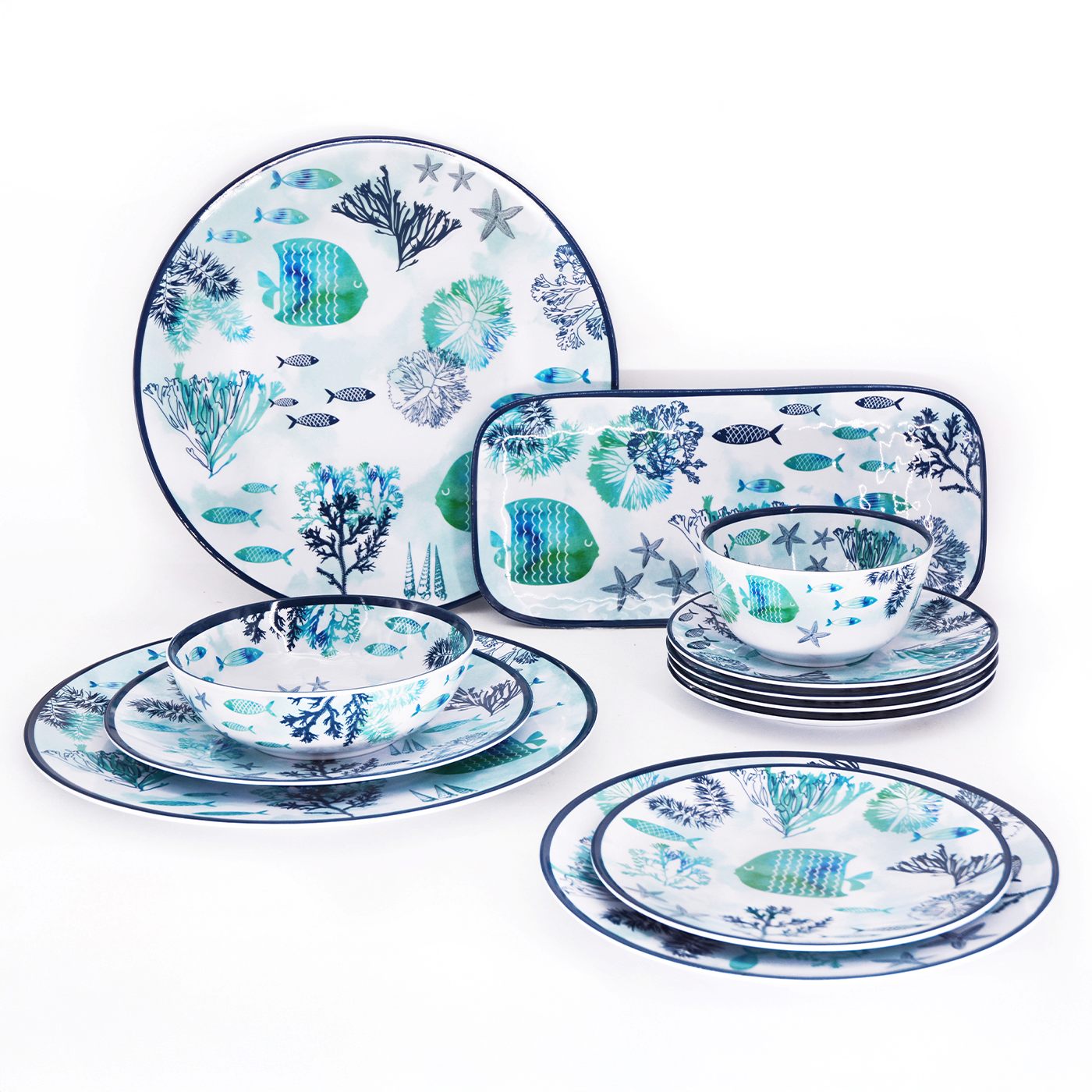 Grande assiette plate en mélamine mer - Ø 26,5 cm