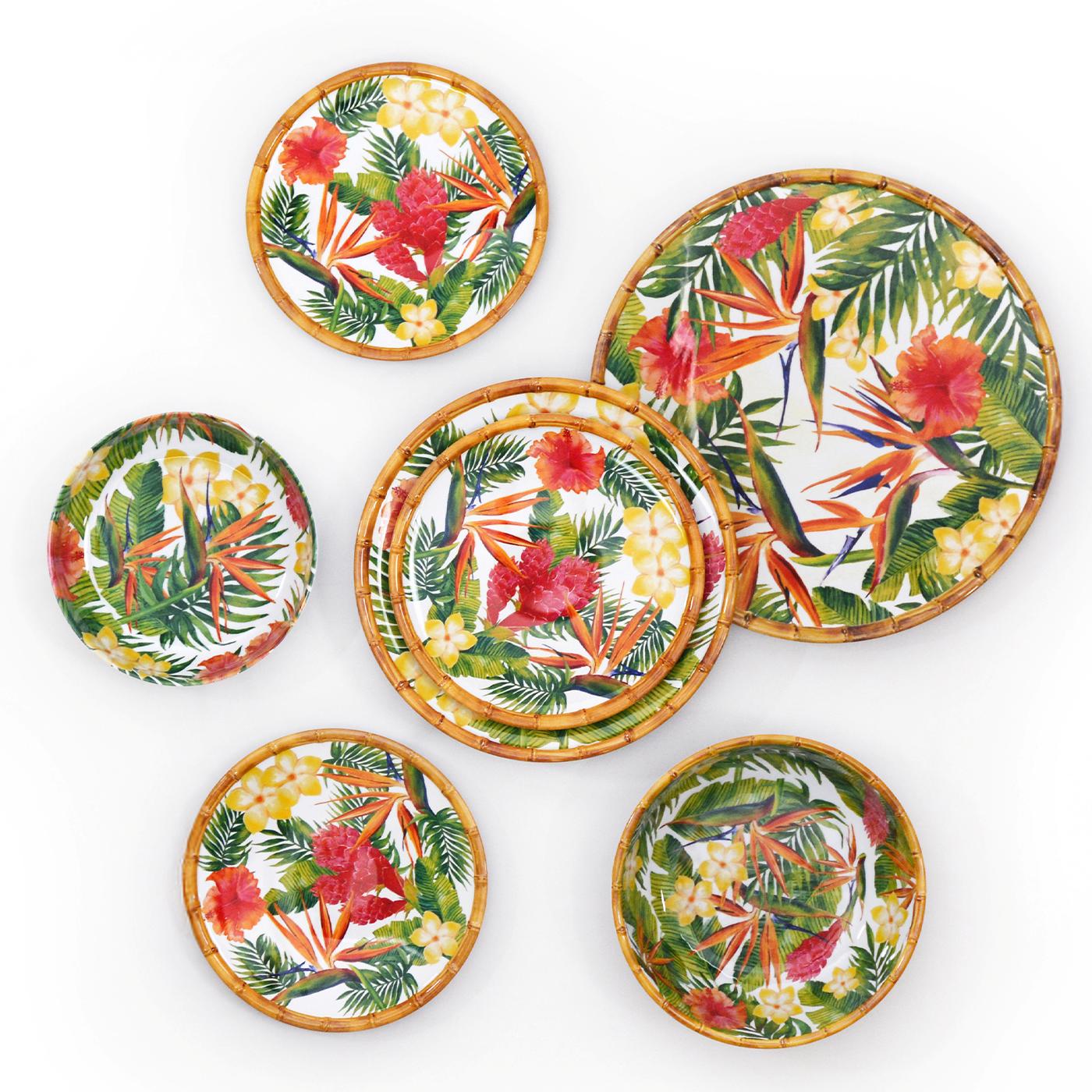 Assiette creuse en mélamine fleurs - 20 cm