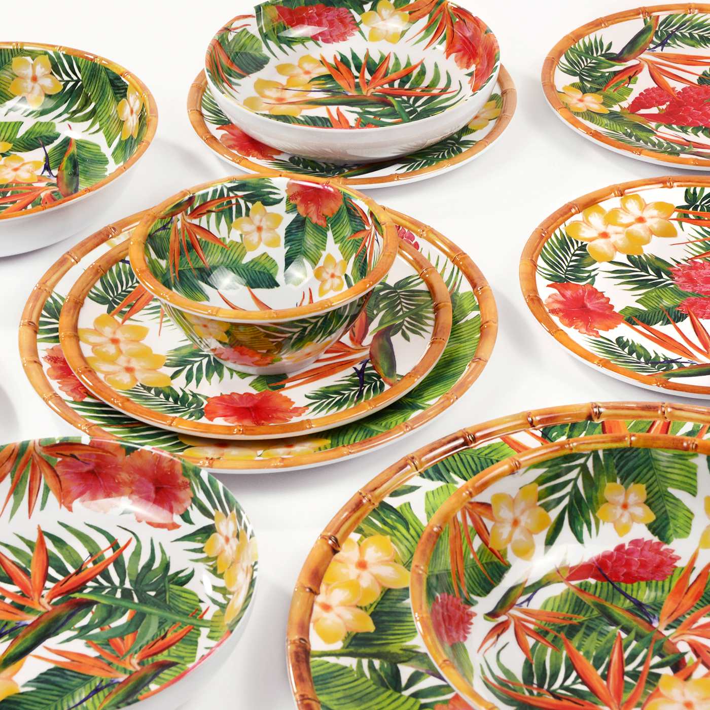 Grand saladier en mélamine fleurs - Ø 31 cm