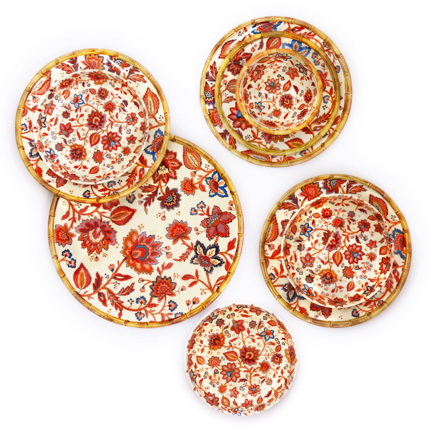 Petite assiette plate à dessert en mélamine fleuris - Ø 23 cm