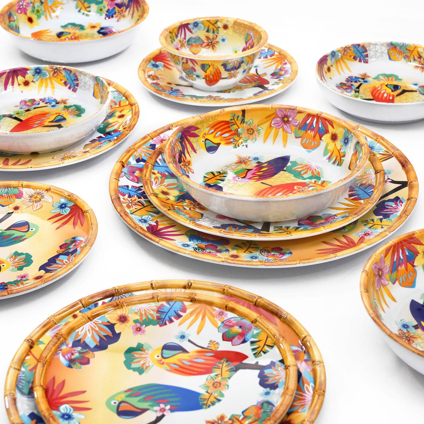 Assiette creuse en mélamine perroquets - Ø 20 cm